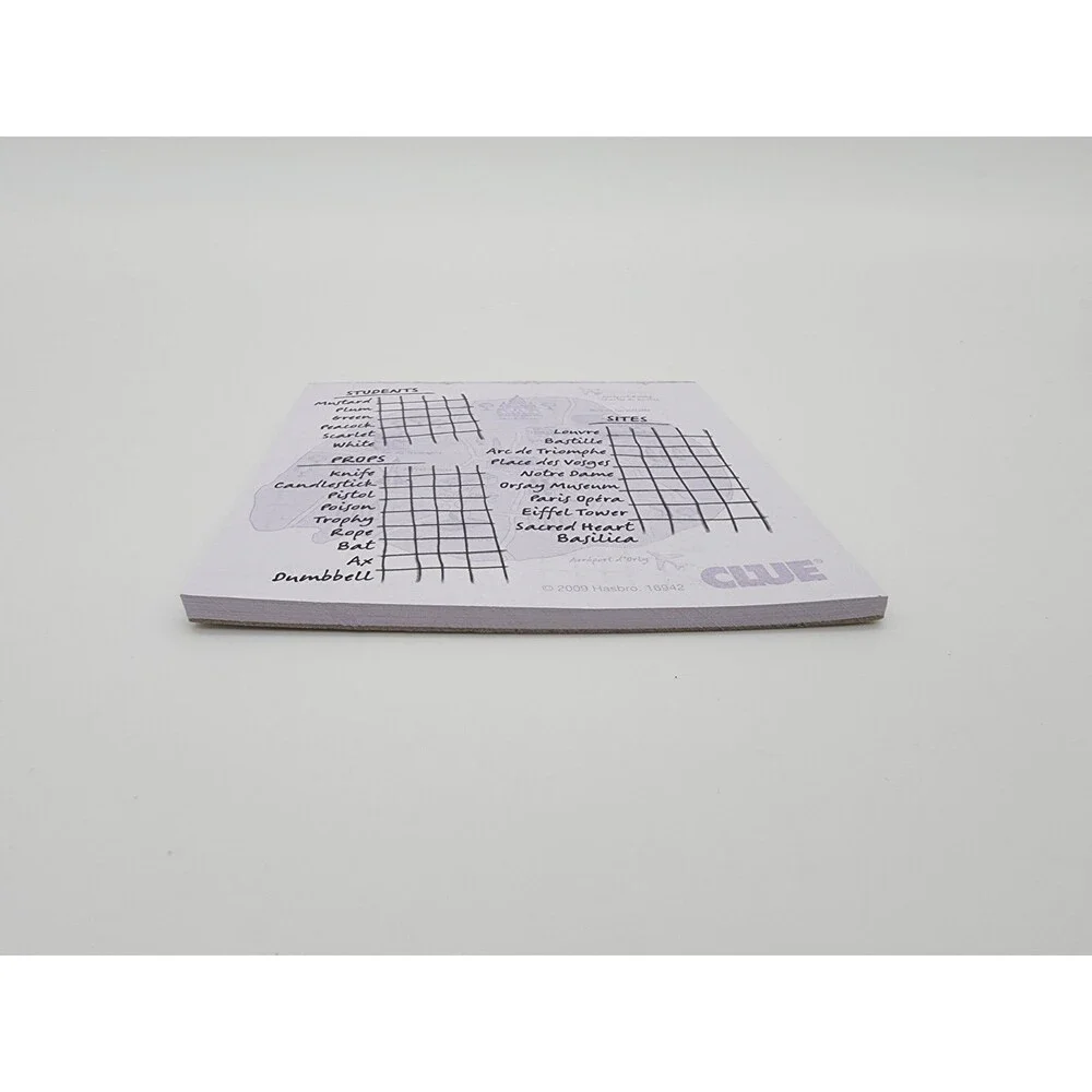 Clue Secrets in Paris 2009 Replacement Clue Sheets Pad Parker Brothers Game